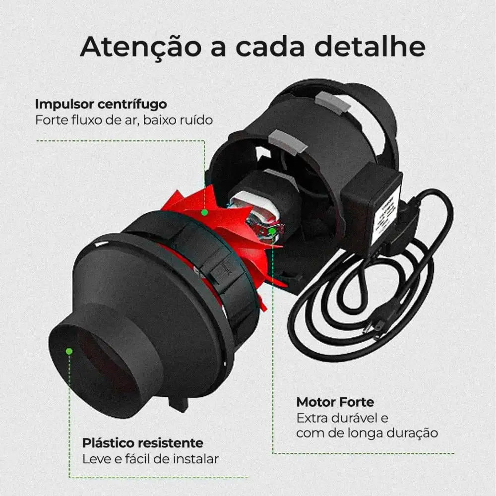 Exaustor De Ar Axial Inline Com Controle Velocidade Vivosun - 100/125/150/200Mm